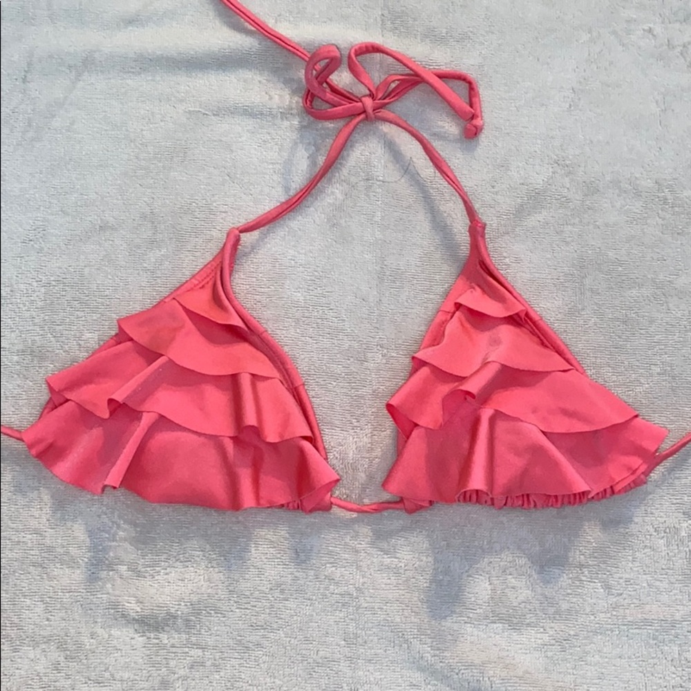 Pink ruffle swim top